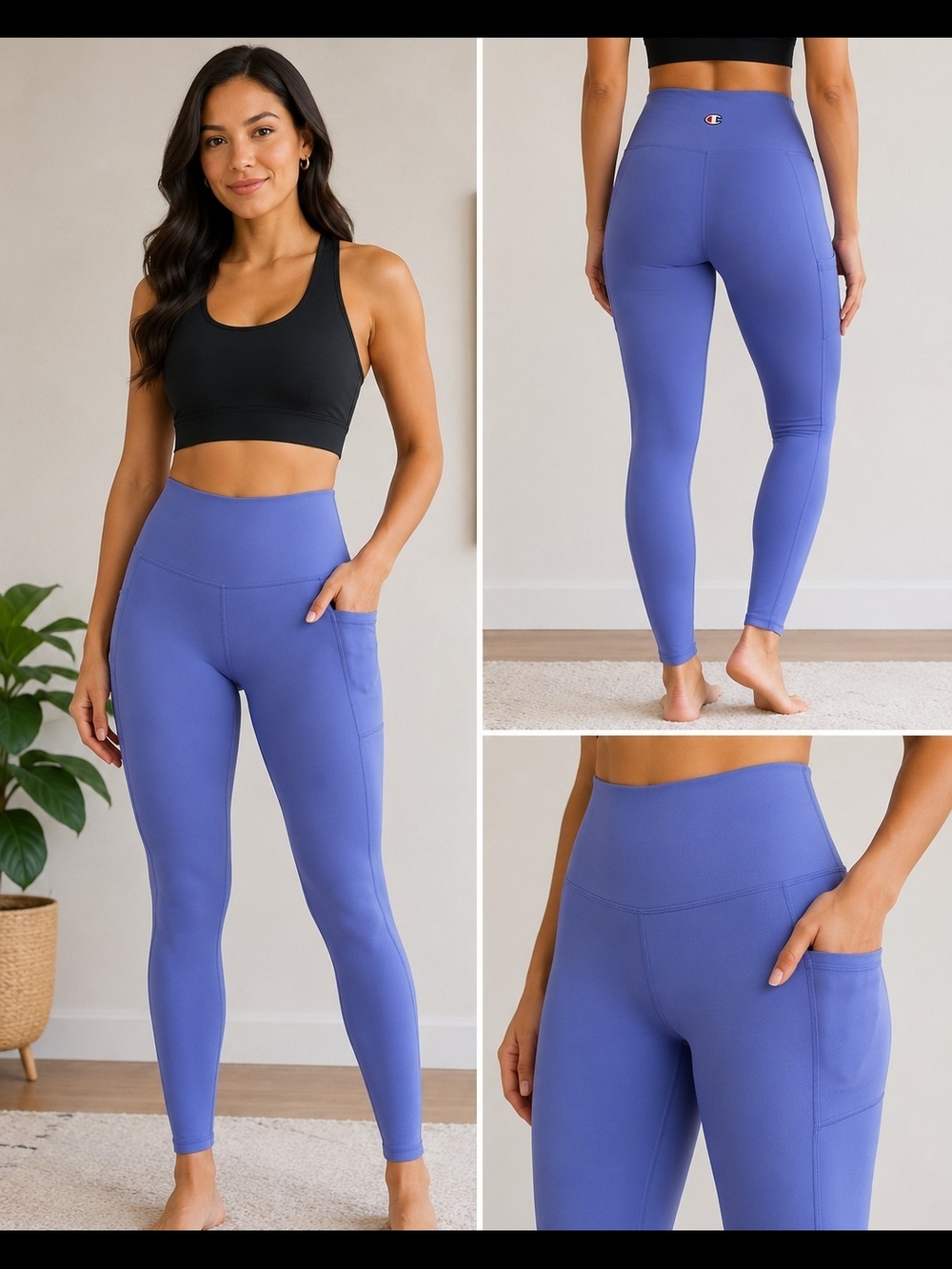 Champion High-Rise Periwinkle Purple Pocket Leggings (Capri Legging Length)